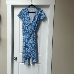 SHEIN blue flower wrap dress